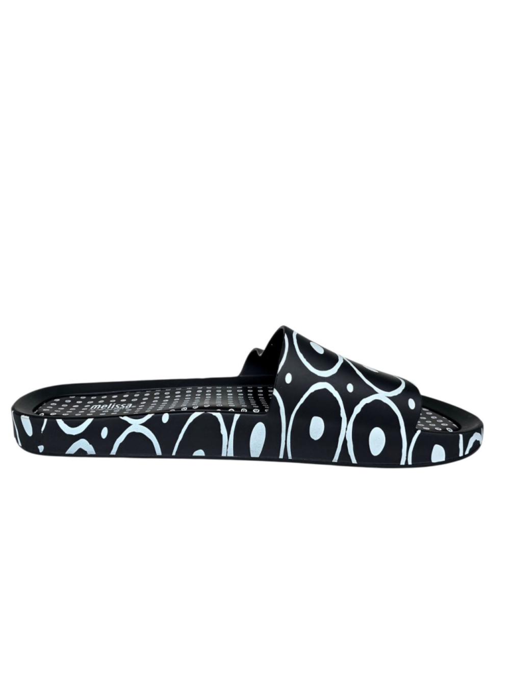Melissa 10 Corso Como Slides Womens 12 Black Graphic Designer Sandals - Picture 5 of 10